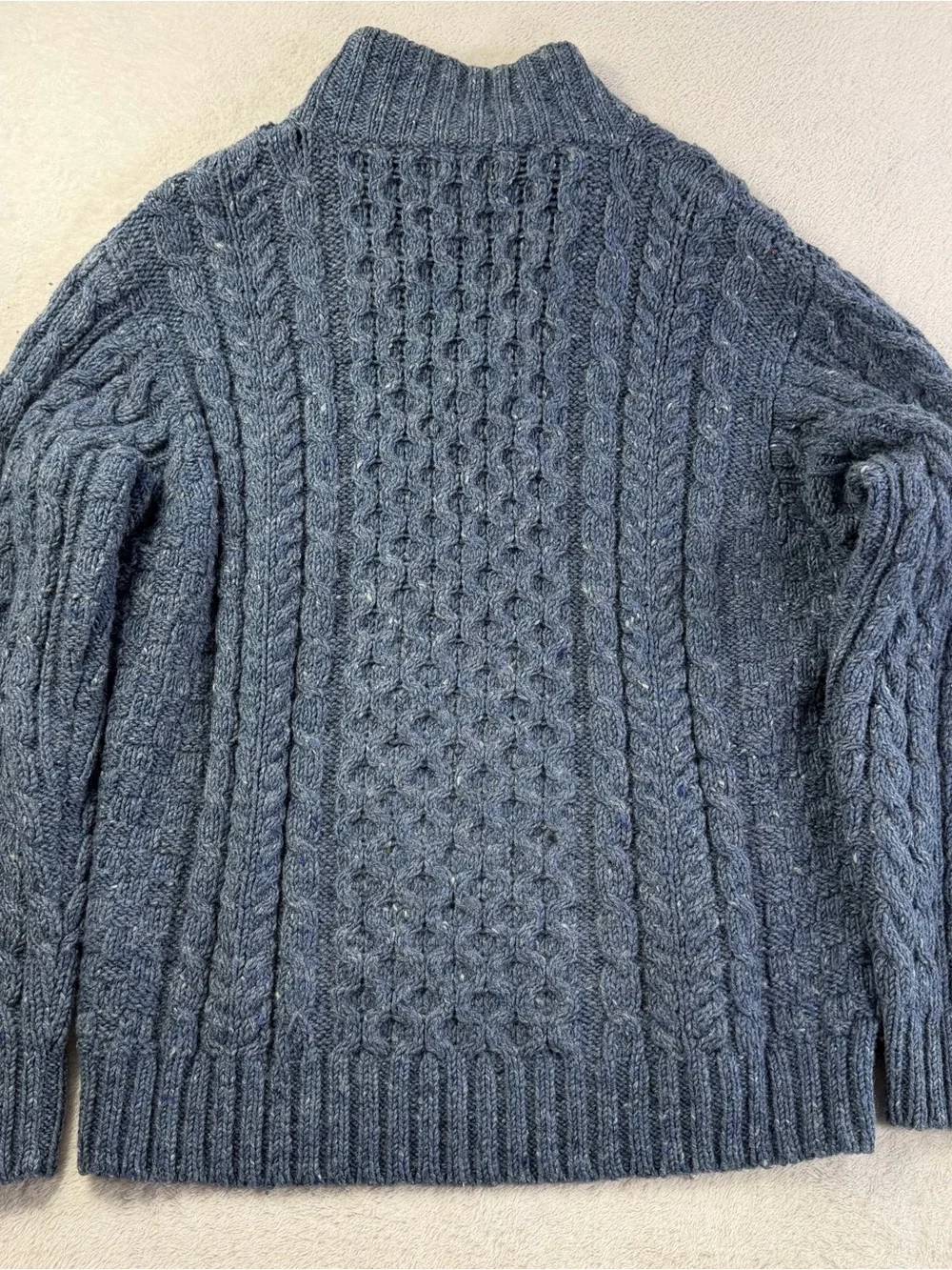 L.L.Bean Irish Aran Fisherman Cable Knit Wool Sweater Men’s M Heavyweight Henley